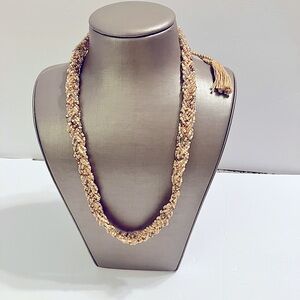 Beachy beaded statement necklace pink beige never worn